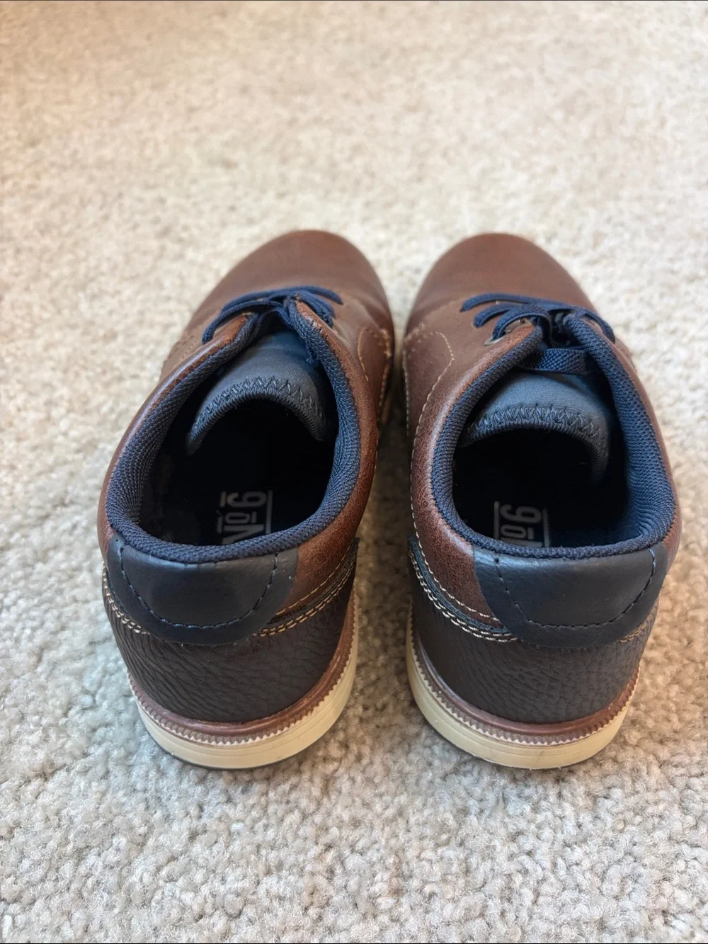 Mix No 6 Kids Brown Leather Casual Shoes with Navy Laces